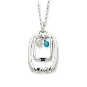 Keep the Faith, Rectangle Necklace with Cubic Zirconia in Silver